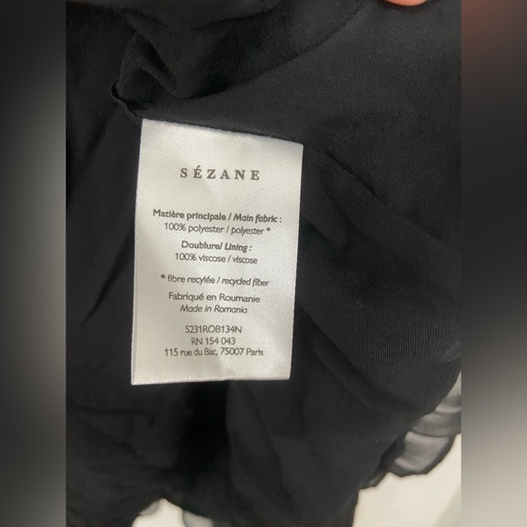 Sezane Gloria Pleated Off the Shoulder Mini Dress Black Size FR46/US 14 - Picture 9 of 9